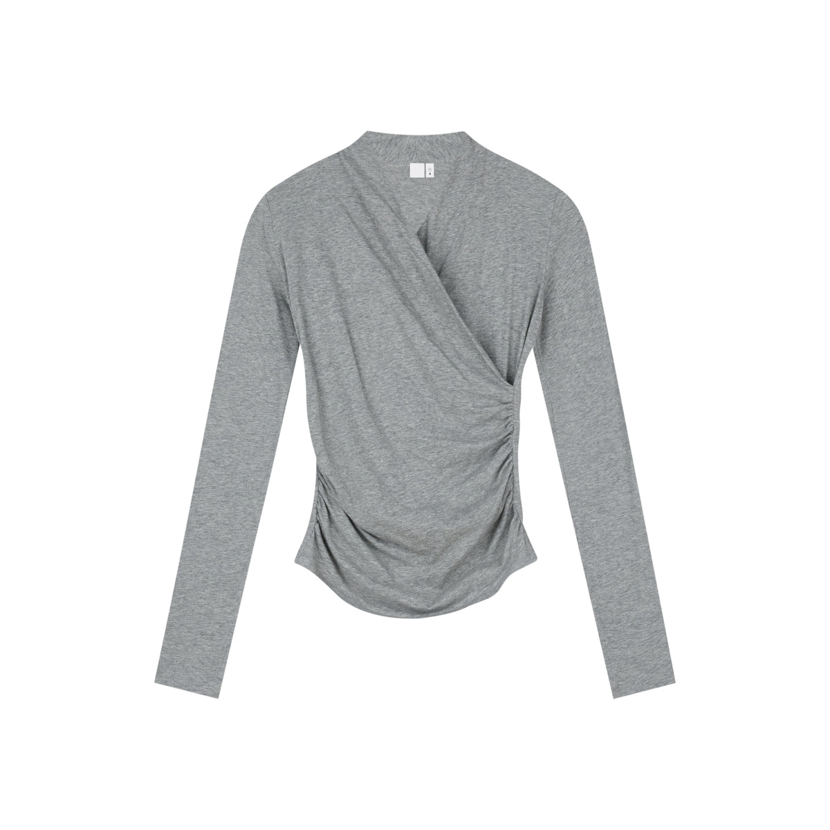 Ruched Wrap Long-Sleeve Top