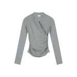 Ruched Wrap Long-Sleeve Top