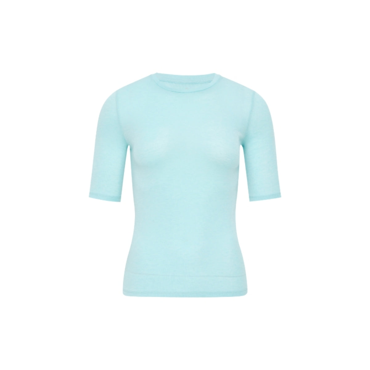 Wool-Blend Fitted Short-Sleeve Crew-Neck Top