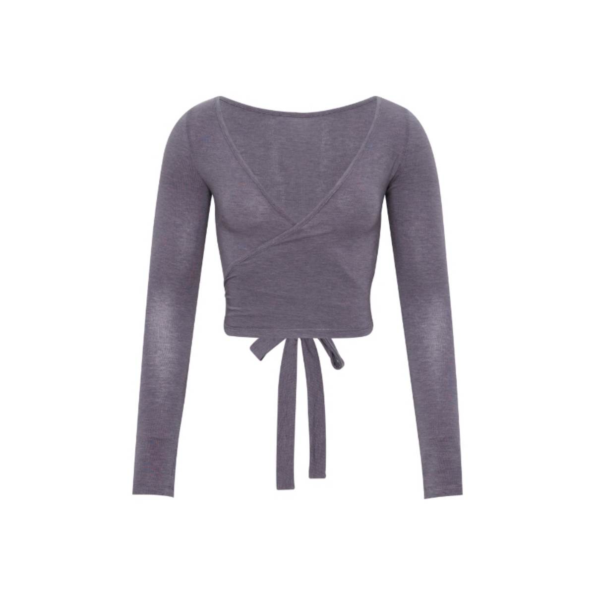 Tencel-Wool Tie-Front Convertible Long-Sleeve Top