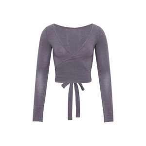 Tencel-Wool Tie-Front Convertible Long-Sleeve Top