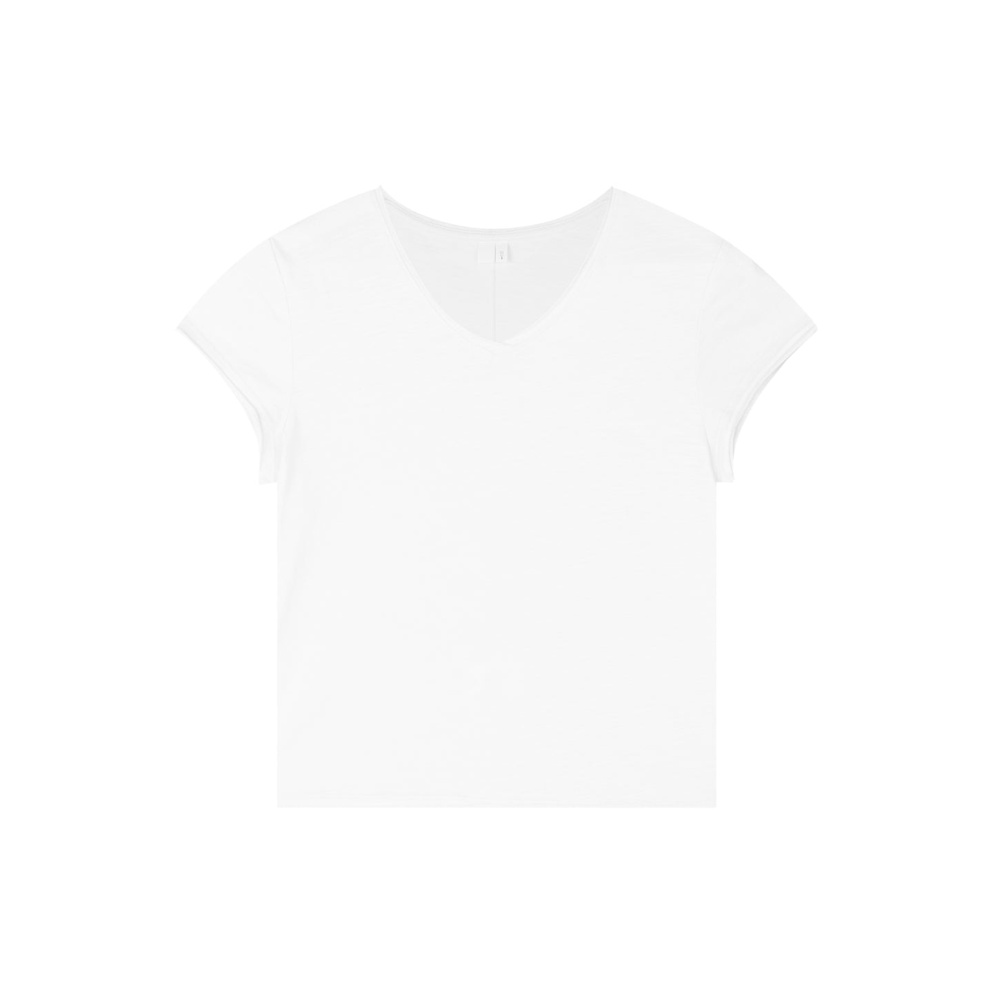Slub Cotton Raw-Edge V-Neck Top