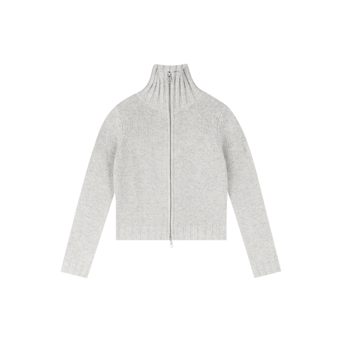 Chunky Novelty-Yarn Fitted Zip-Up Sweater