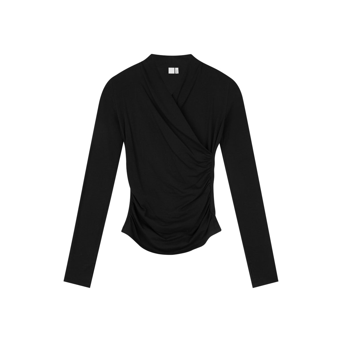 Ruched Wrap Long-Sleeve Top