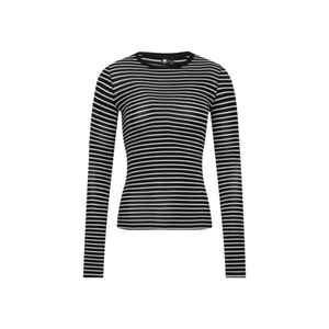 Tencel-Wool Multicolor Striped Long-Sleeve Top