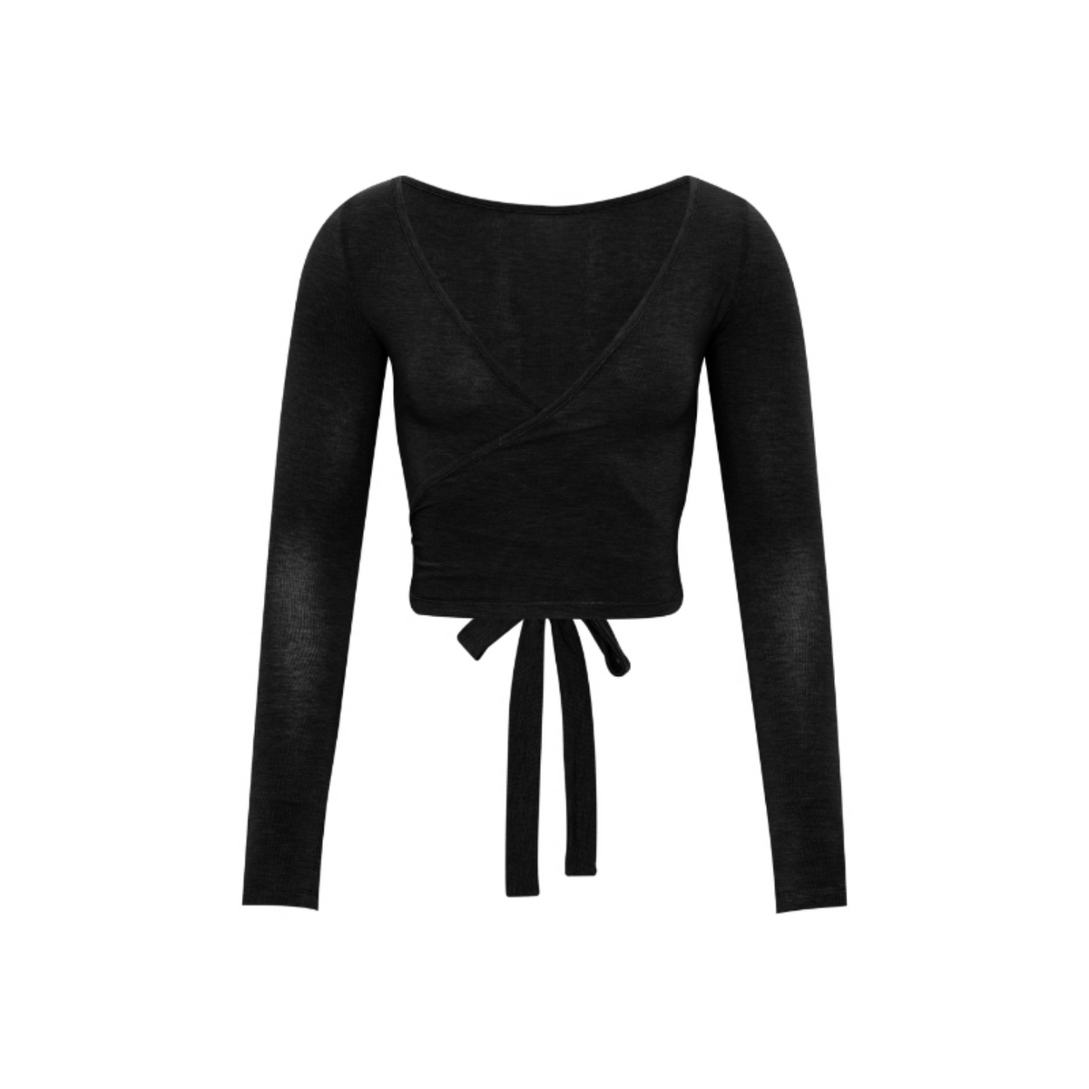 Tencel-Wool Tie-Front Convertible Long-Sleeve Top
