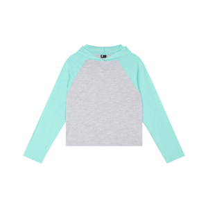 Slub Knit Hooded Raglan Long-Sleeve Top