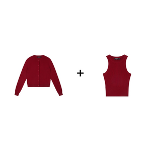 Ribbed Knit Cardigan & Tank Two-Piece Set