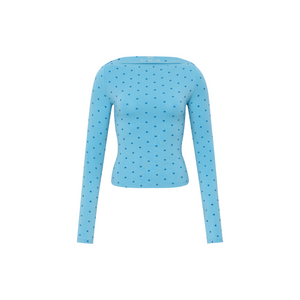 Polka-Dot Off-Shoulder Long-Sleeve Top