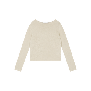 Rolled-Edge Linen Relaxed-Fit Knit Long-Sleeve Top
