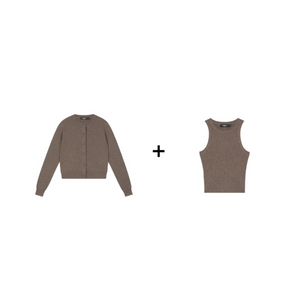 Ribbed Knit Cardigan & Tank Two-Piece Set