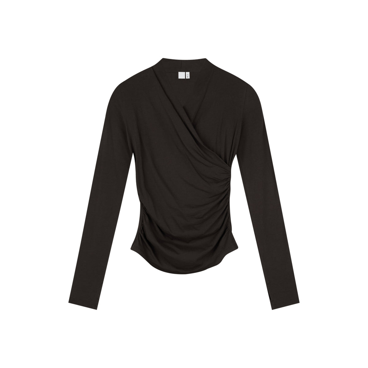 Ruched Wrap Long-Sleeve Top