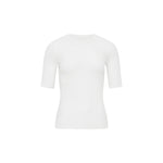 Wool-Blend Fitted Short-Sleeve Crew-Neck Top