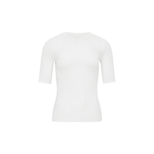 Wool-Blend Fitted Short-Sleeve Crew-Neck Top