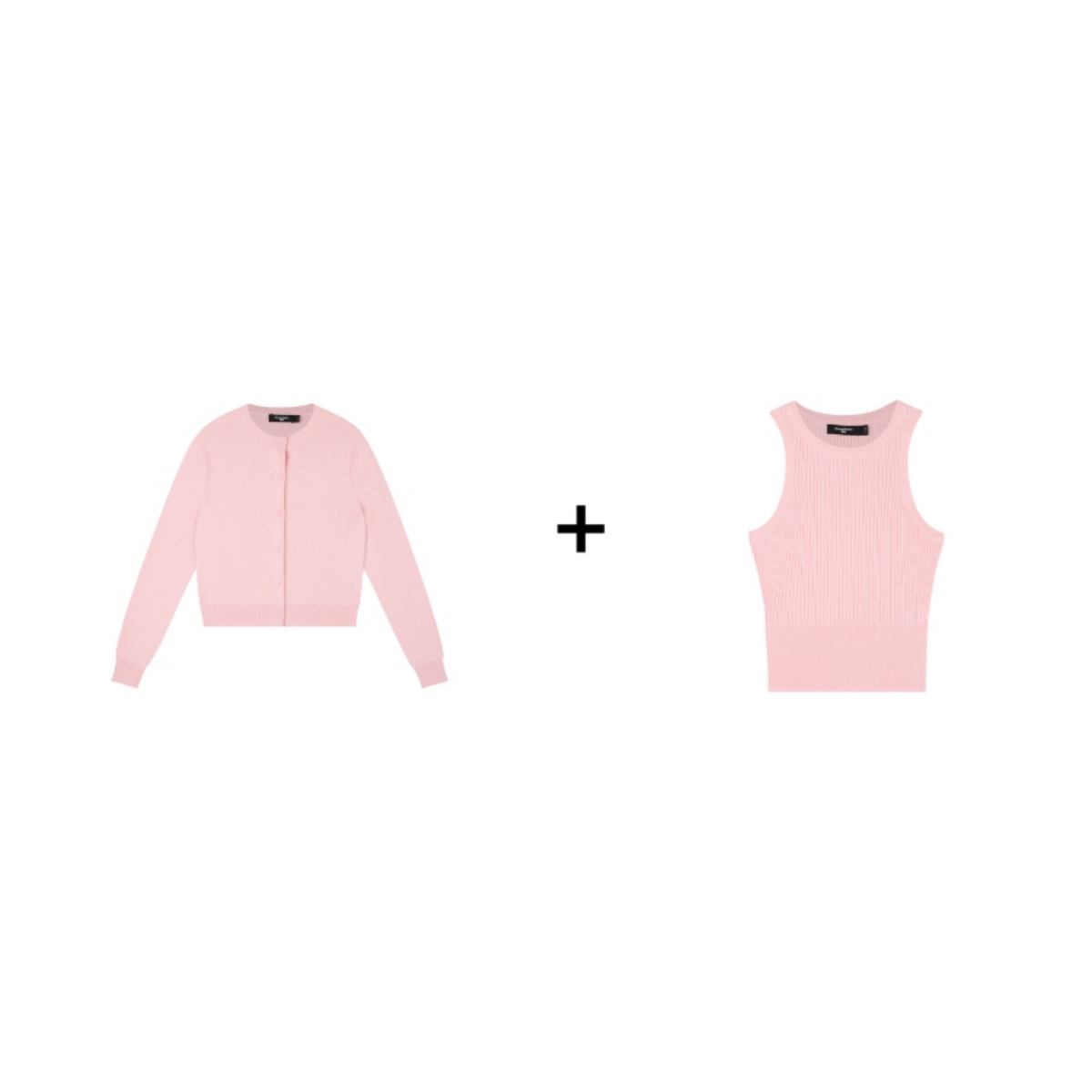 Ribbed Knit Cardigan & Tank Two-Piece Set