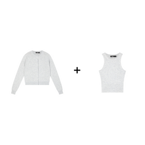 Ribbed Knit Cardigan & Tank Two-Piece Set