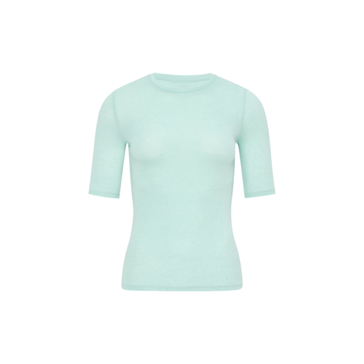 Wool-Blend Fitted Short-Sleeve Crew-Neck Top